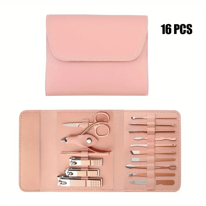 16pcs Nail Clippers and Cuticle Nippers Set with Travel Case Manicure Set Pedicure Sets Nail Clippers
