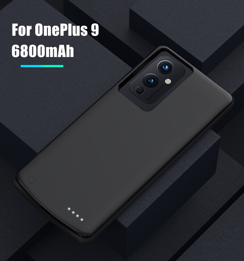 Battery Charger Cases For OnePlus 9 9 Pro Power Bank Case 6800mAh External Charging Battery Case For Oneplus 9R Powerbank Cover: 9 Black