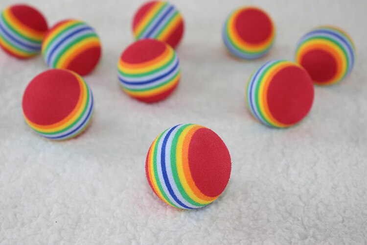 Juguetes interactivos para gatos, bolas de goma EVA para jugar y masticar, suministros de entrenamiento para gatitos, PTCT-15, 10 unids/lote: Default Title
