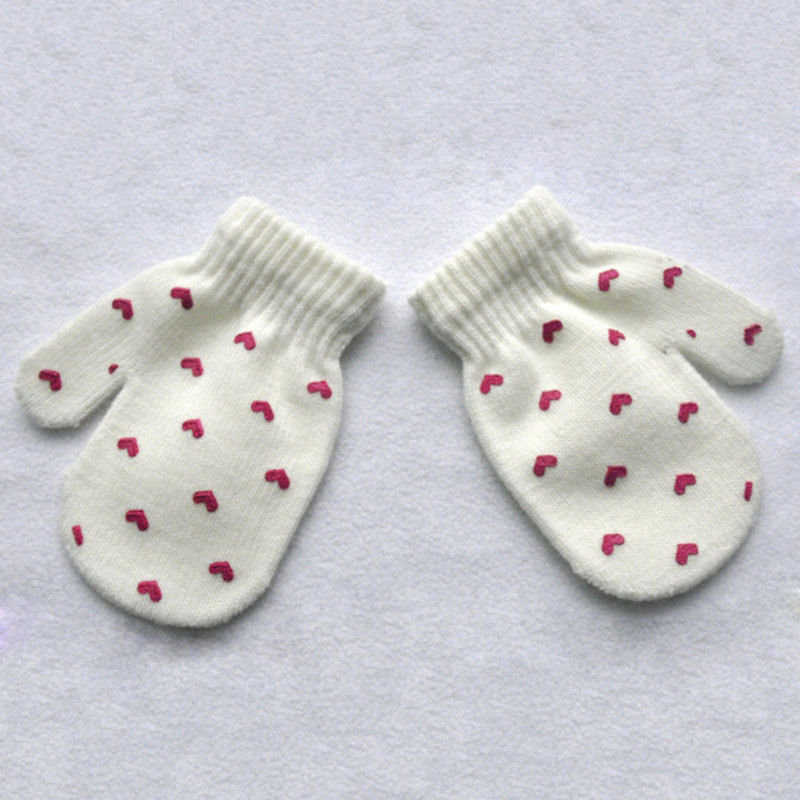 Guantes de invierno para niños, manoplas de punto con patrón de estrella y corazón, de algodón suave y cálido, para bebés y niños