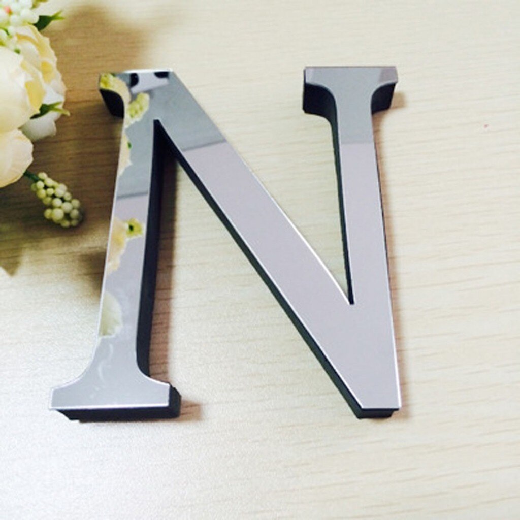 26 Buchstaben Diy 3d Spiegel Acryl Zauberstab Aufkleber Decals Heimat Dekor Zauberstab Kunst Wandbild Für Hause dekorationen 3.0hus: N