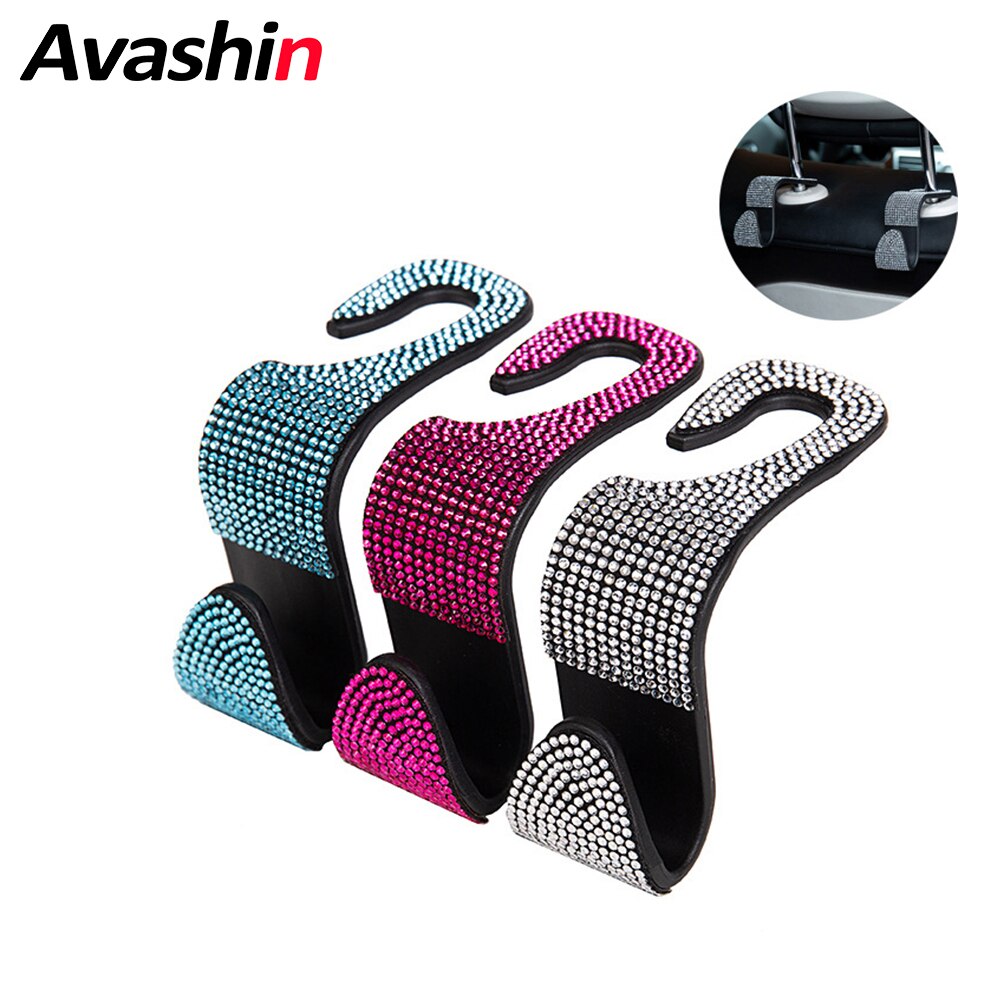 Bilsete rygg krok diamant bling rhinestones rygghenger auto hodestøtte feste oppbevaringsholder bil interiør tilbehør bil styling