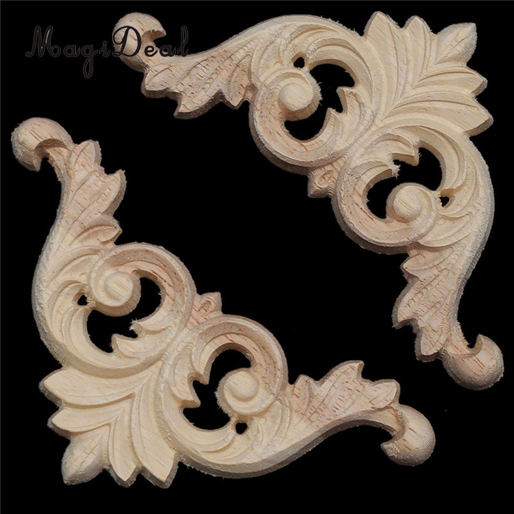3D Hout Gesneden Hoek Onlay Meubilair Home Decoratie Kozijn Spiegel Frame Wood Craft Unpainted Applique: C