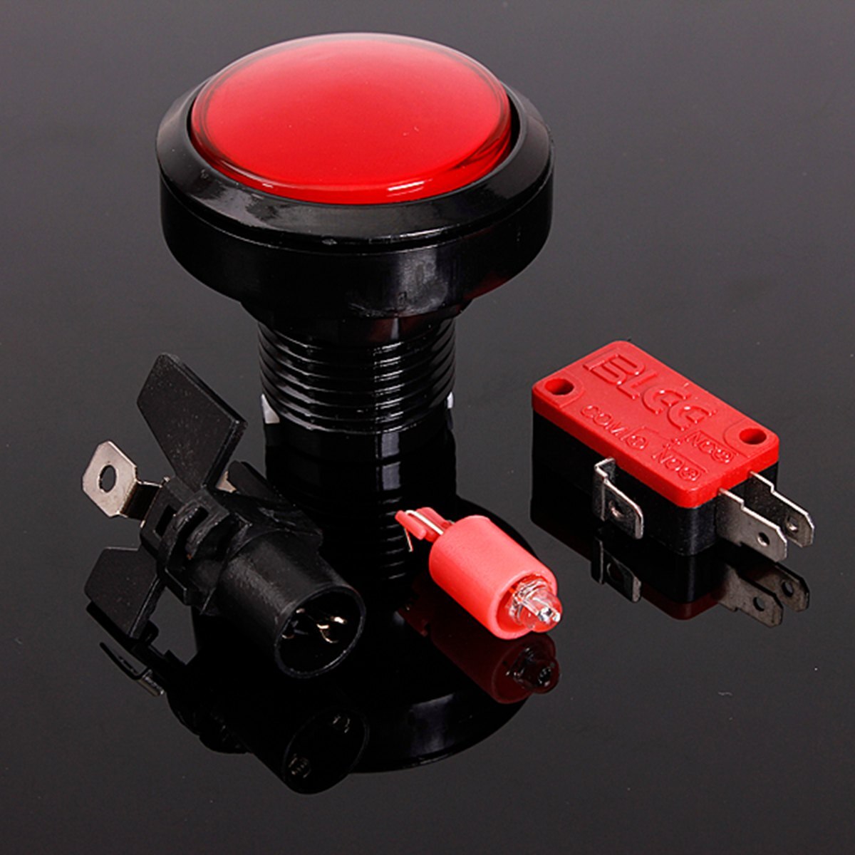 45mm Push Button Arcade Button Led Micro Switch 5V/12V Power Button Switch Set Green/Yellow/Red/White/Blue Coin Operated Games: Red