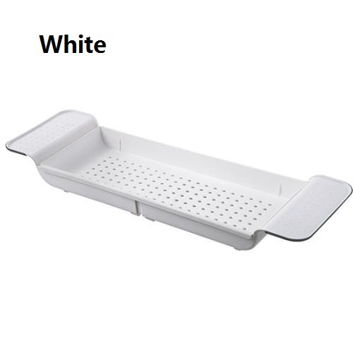 78 x 17.5 x 6.3cm badkarsställ badkarshylla duschbadkar verktyg badrumsförvaring smink handduksarrangör plast diskbänk avloppshållare: Vit