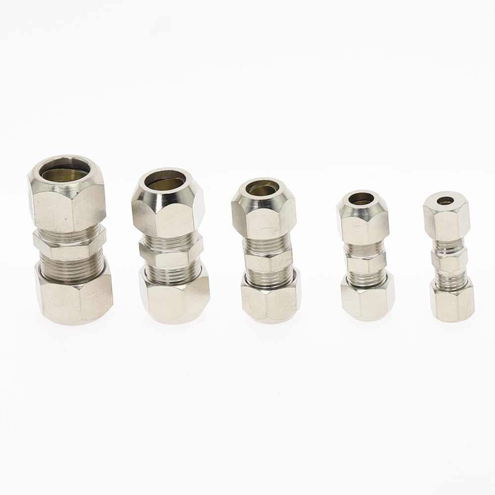 Compression Ferrule Tube Fitting Brass Pipe Double Fast Twist Card Set Copper Joints Tubing Nut Lock Double Straight 5 Same