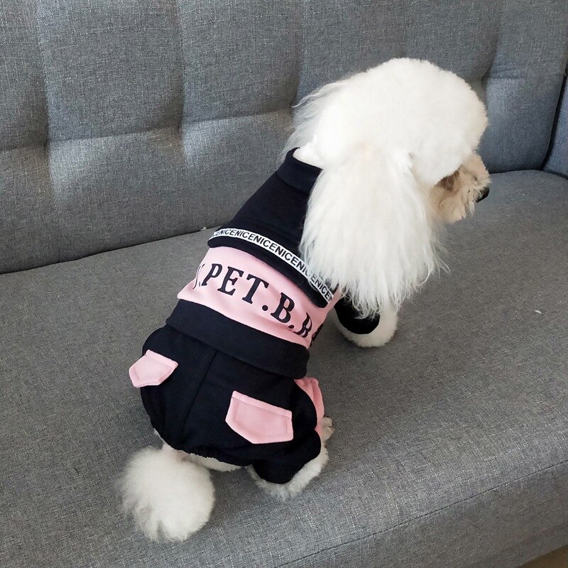 Combinaison en coton pour chien, vêtement d'hiver, salopette pour petit et moyen gabarit, lettre imprimée, yorkshire