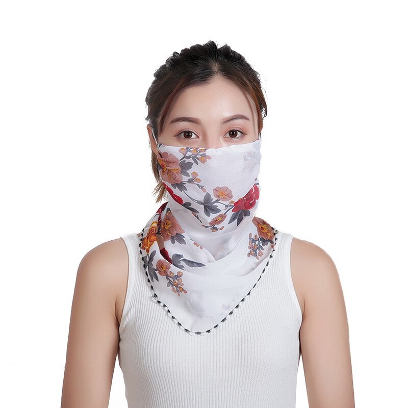 Été Protection solaire masque facial femmes écharpe en mousseline de soie conduite en plein air cyclisme masques parasol cou crème solaire masque soie Mascarillas: A10