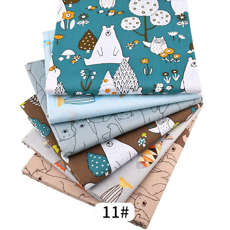 DIY Cotton Twill Printing Fabric 25*25 Hand-made Cloth Fabric Cotton Patchwork Polyester Cotton Print Fabric: 11picture    8pcs