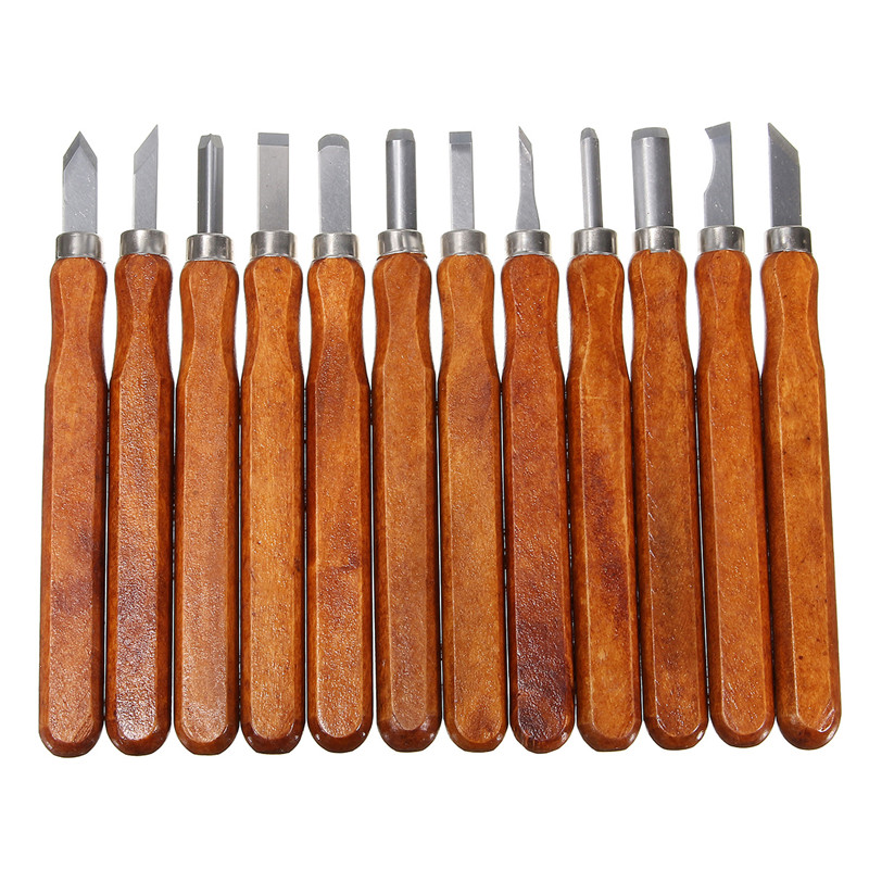 12PCS Steel Wood Carving Tool Leather Hand Chisel Tool Woodworking Gouges For Home DIY Leathercraft Craft Tool Sets