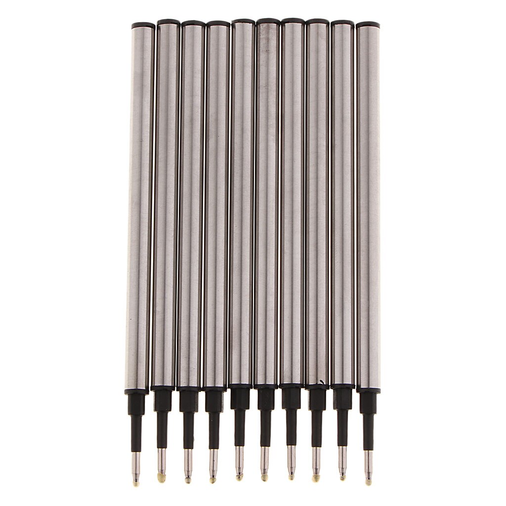 Recambios de bolígrafo de Metal, recambio de bolígrafo de tinta negra, 10 unids/paquete
