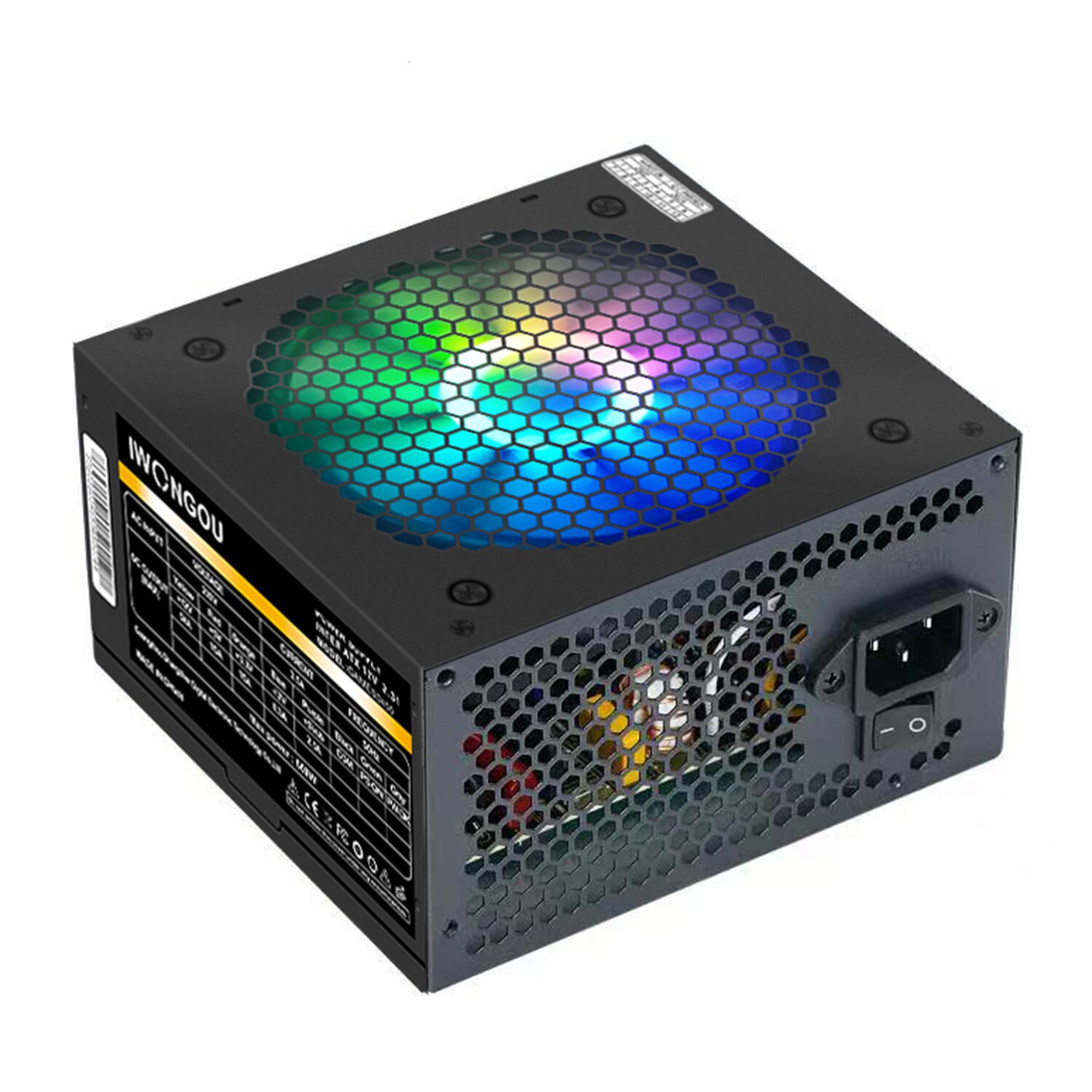 IWONGOU-fuente de alimentación para PC, 500w, 24 Pines, 12v, Atx, PFC activo, 500w Plus, ventilador Led de 120mm, GAMESD650, PSU