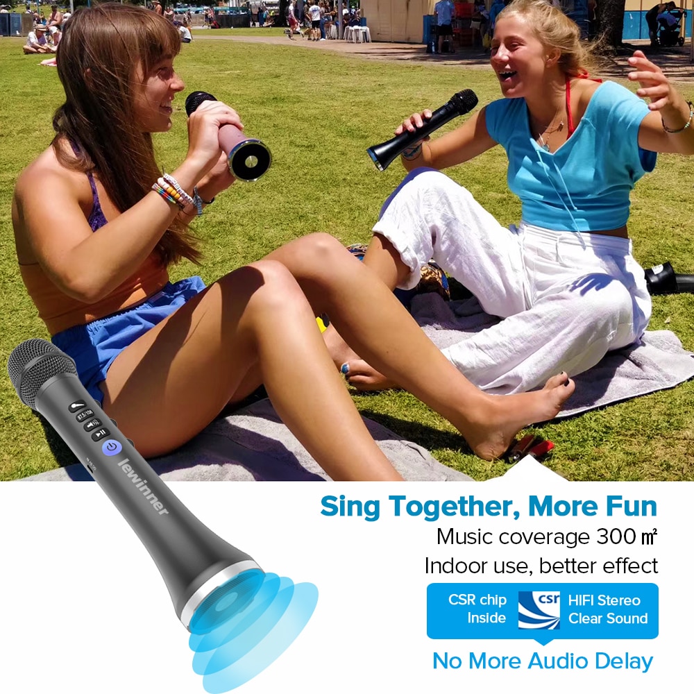 Lewinner L-698 Wireless Karaoke Microphone Bluetooth Speaker 2-in-1 Handheld Sing &amp; Recording Portable KTV Player for iOS/Androi
