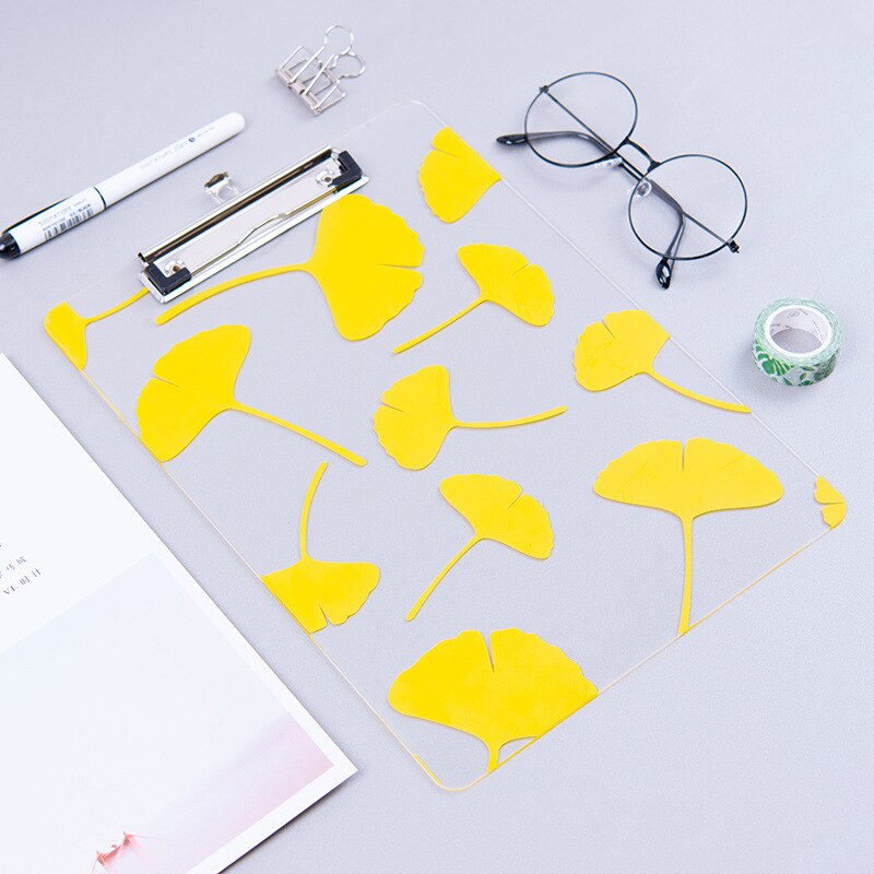 Acryl Klembord Transparante Board Clip A4 Papier Pad Backing Schrijven Map Filing Opslag Document Klem Kantoorbenodigdheden: YELLOW