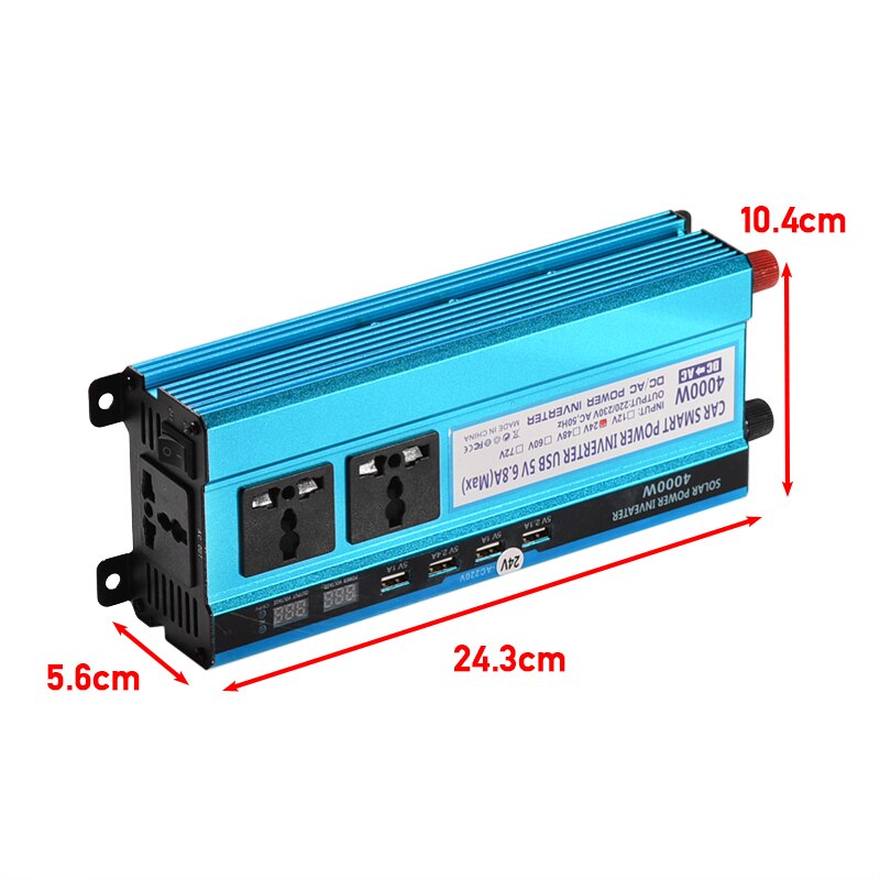 4000w omvormers, 12v/24v/48v to 220v spanningsomvormers, transformatoren, dubbele led-displays, 4 usb-zonnepanelen voor auto's, drievoudige omvormers