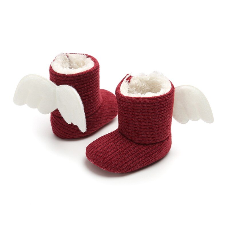 Princesa anjo meninas asas bootskids pelúcia mais grosso crochê algodão sapatos crianças botas de inverno: R / 0-6 meses