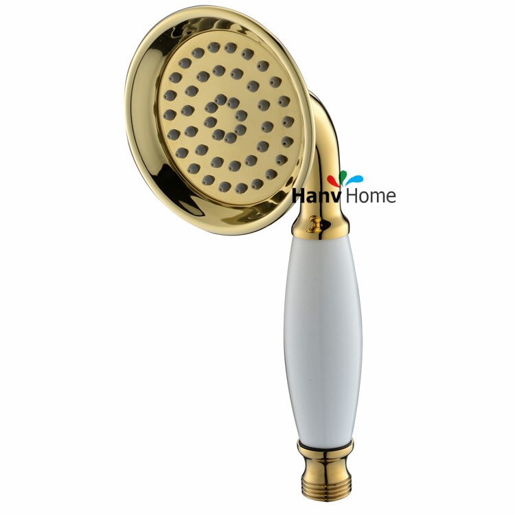 Six Types Brass & Ceramic Classical Telephone Hand Held Shower Head Bathroom replacement hand shower: A Zirconium gold