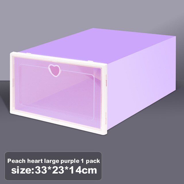 Stackable Shoe Storabe Box Foldable Plastic Organizer with Transparent Lid Shoe Container Bin DIY Drawer Home Storage Stacking: Purple