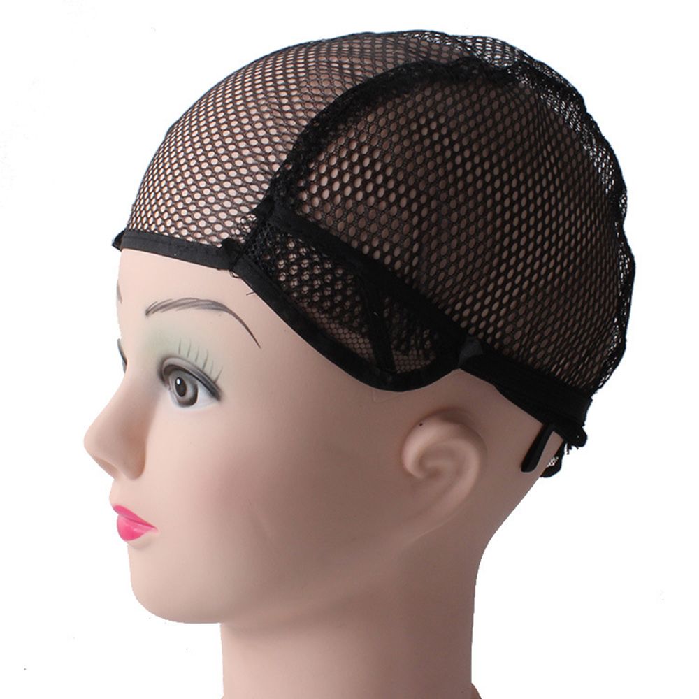 Tissage bonnet sans colle noir pour fabrication des perruques avec sangle ajustable sur le dos, filet de