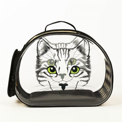 Bærbar katteholder taske udendørs rejse kæledyrsbærer gennemsigtig tegneseriemønster åndbar håndtaske til små hunde og katte: E