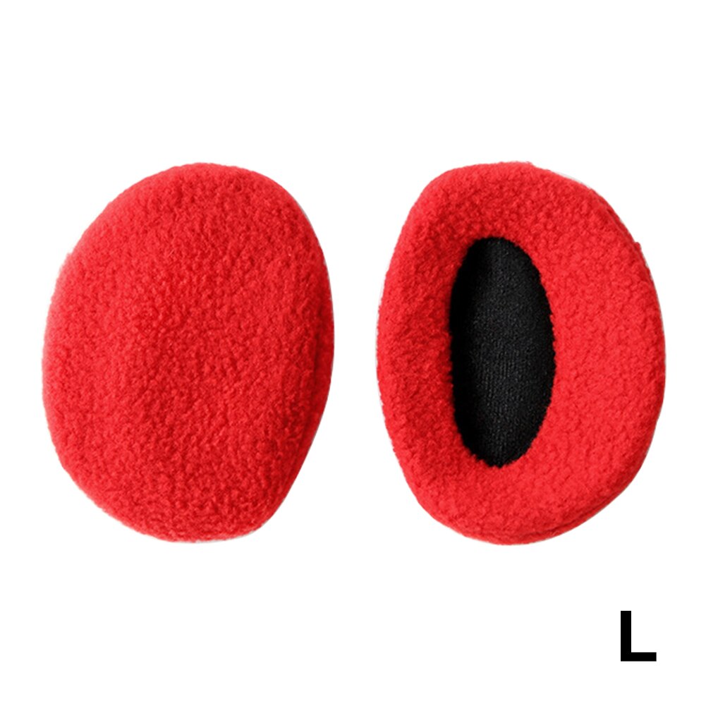 2pcs Men Women Winter Warm Band Less Non Slip Two Parts Daily Polyester Portable Soft Ear Muffs Warmers Windproof Solid: Red L