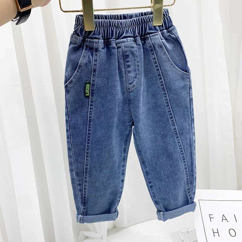 Abbigliamento per bambini ragazzi ragazze Jeans elasticizzati primavera e autunno nuovi pantaloni Casual coreani per bambini pantaloni per bambini pantaloni per neonato: Size 130