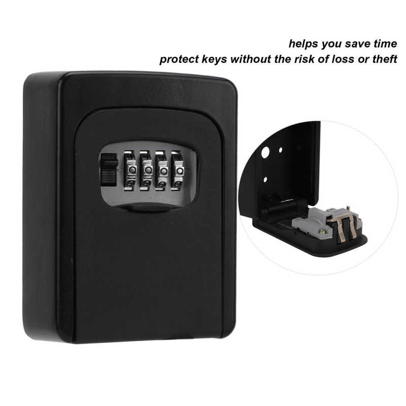 Key Storage Lock Box Wall Mounted Security 4 Digit Combination Key Lockbox for Outdoor Indoor