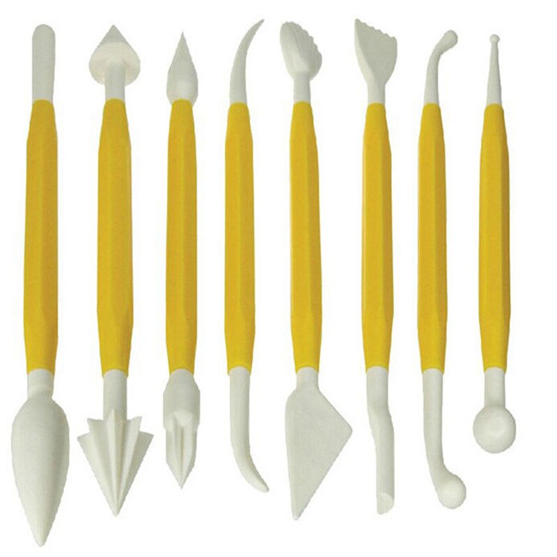 8 Stks/partij 16 Patronen Fondant Cake Decorating Bloem Suiker Ambachtelijke Modelling Gereedschap Klei Fondant Cake Decorating Tool: yellow