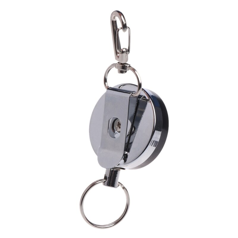 Fishing Zinger Retractor Key Ring Reel Holder Retractable Steel Cable Accessory H58D