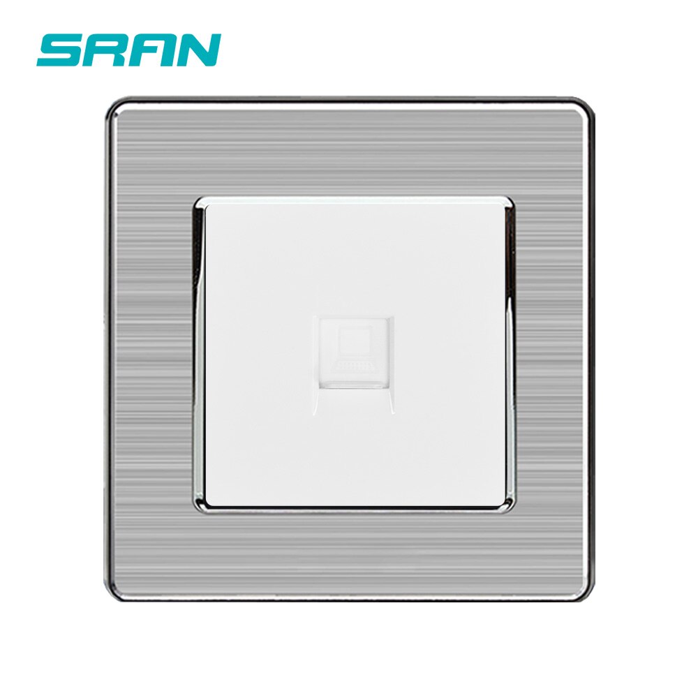 Sran væg  rj45 stik, kat 5 datanetværk computer interface rustfrit stål panel 86mm*86mm hvid/sort/guld: Hvid  a2 rj45 kat 5