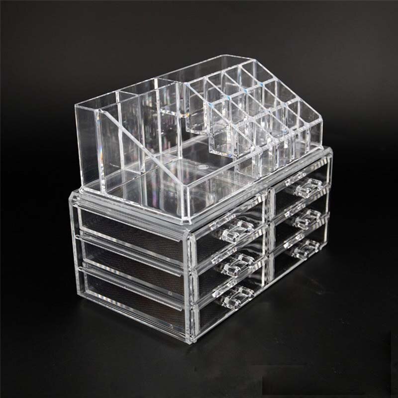 Heldere acryl make-up opbergdoos, nagellakrek, lippenstift, cosmetica opbergdoos, make-up kwast, make-up organizer: B043
