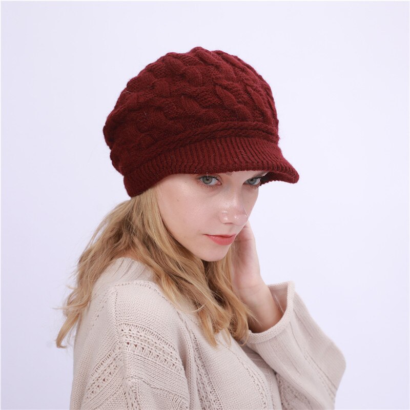 Chapeau en tricot pour femme, , ample, ample, en Crochet, décontracté, uni, doux, collection hiver: C