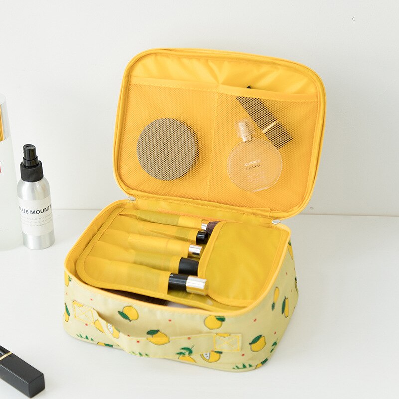 Przenośne zestawy toaletowe kosmetyczka cytryna drukowanie Wast przechowywanie kosmetyczka podróżna kobieta makijaż Organizer na torby zestaw Beauty Case