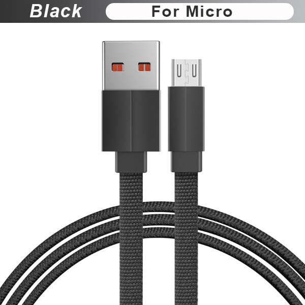 FBYEG Micro USB Kabel 20 CM/1 M/2 M/3 M Snelle Opladen Data Sync Platte USB Opladen Voor iPhone X XS MAX XR 8 7 6s Plus 5: Micro USB Black / 2m