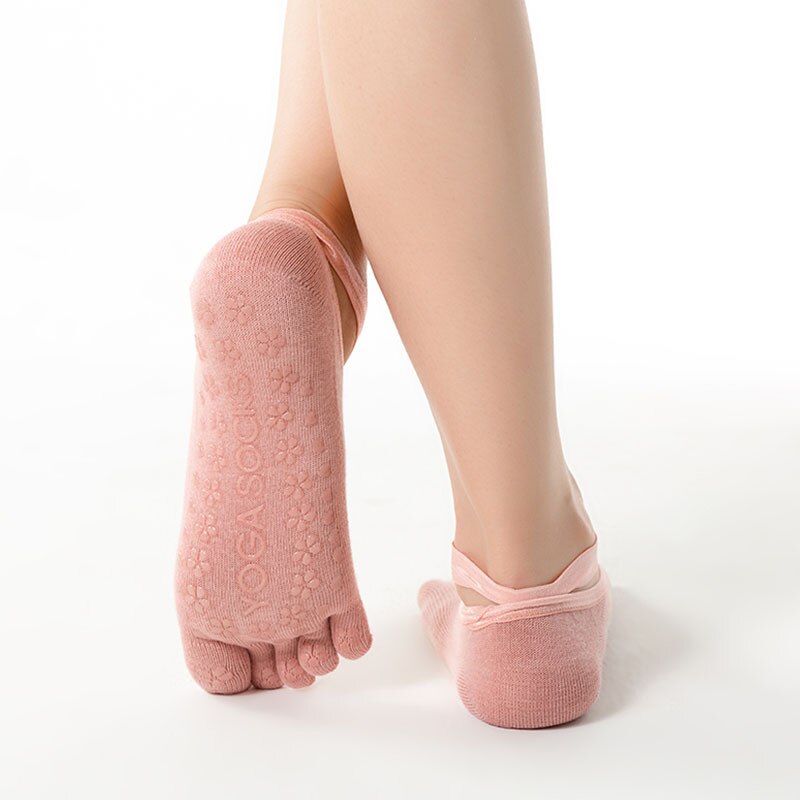 Chaussettes de Yoga antidérapantes à séchage rapide pour femmes, chaussettes de basket-ball Pilates, bonne adhérence pour hommes et femmes, chaussettes à orteils en coton doux