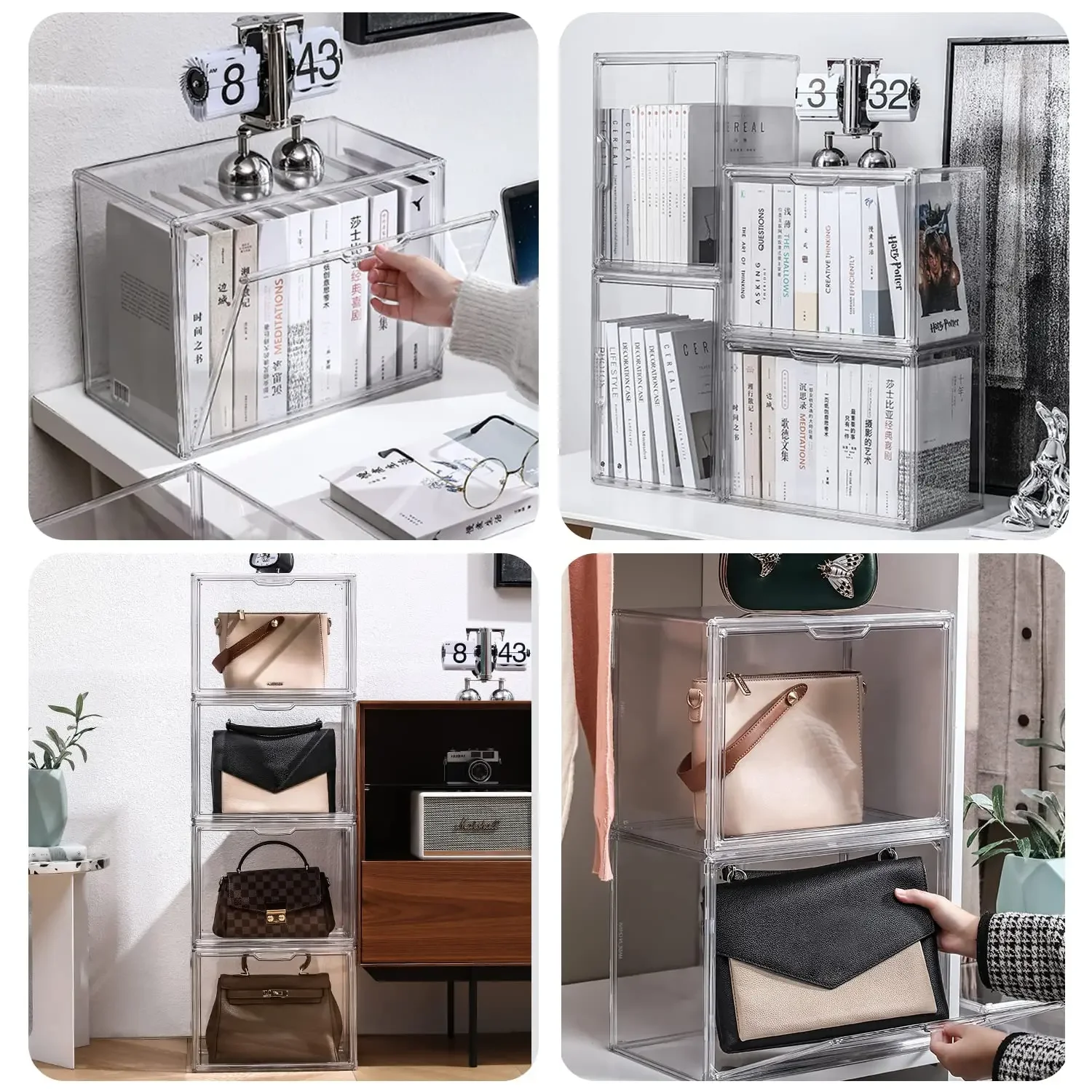 Large Capacity Storage Box Organizer for Figures Acrylic Box Clear Blind Box Showcase Makeup Organizer for Bag Display Dustproof