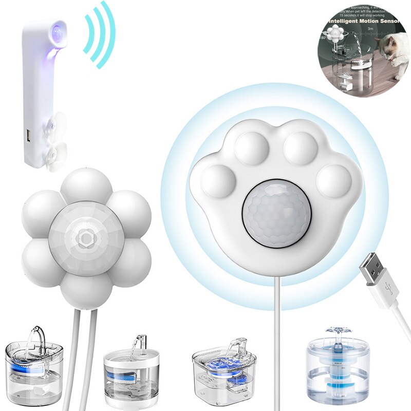 Automatic Cat Water Fountain Sensor Smart Motion Sensor Switch Flower Intelligent Infrared USB Detector Water Drinker Supplies