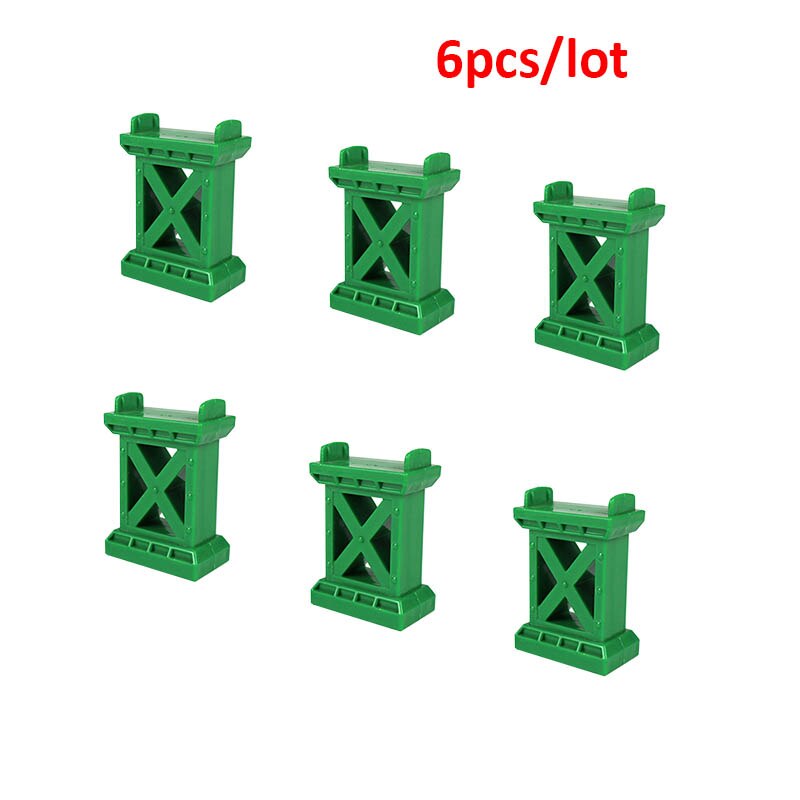 6 stks/partij Houten Trein Set Accessoires Brug Pieren voor Houten Spoorlijn Trein Speelgoed Spoorlijn: 0731-green