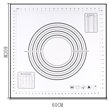 Silicone Baking Mat Scale Rolling Dough Pad Kneading Dough Mat Non Stick Pastry Oven Liner Bakeware 60*40/40*30cm: 60x60cm black