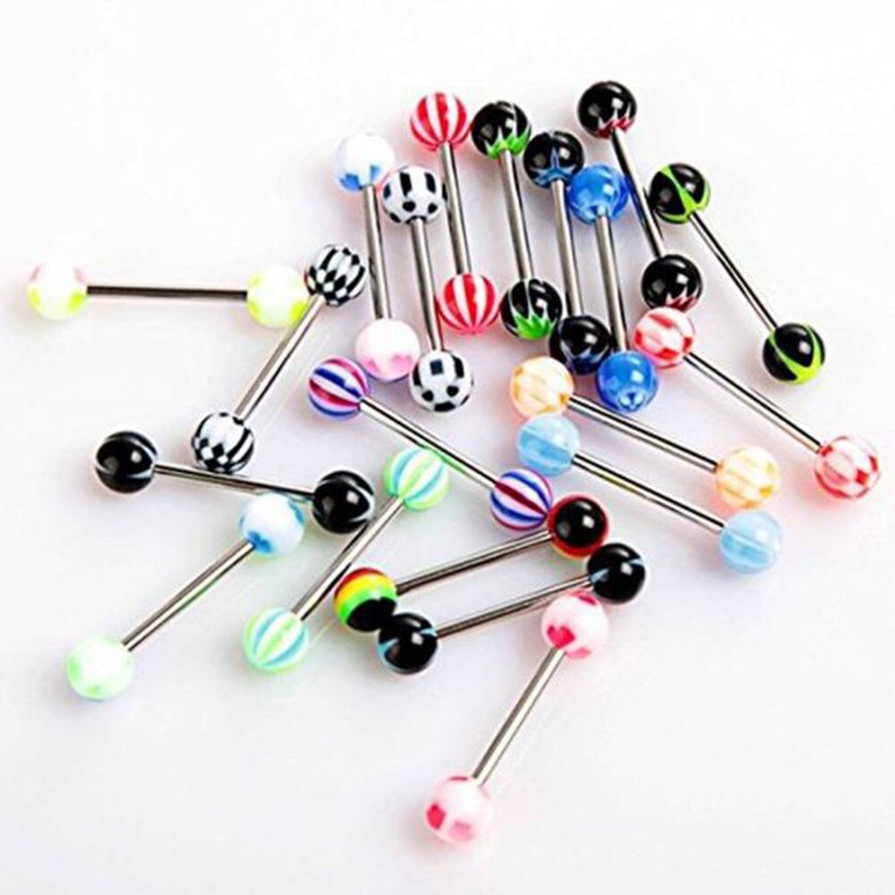 #5001 50 pièces coloré en acier inoxydable balle Barbell langue anneaux barres Piercing cosmétique piercing anneau nouvelles offres spéciales