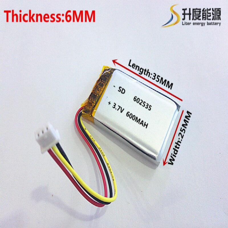 Tablet polymer battery 602535 600mah 3.7V lithium polymer battery MP3 MP4 GPS The connector