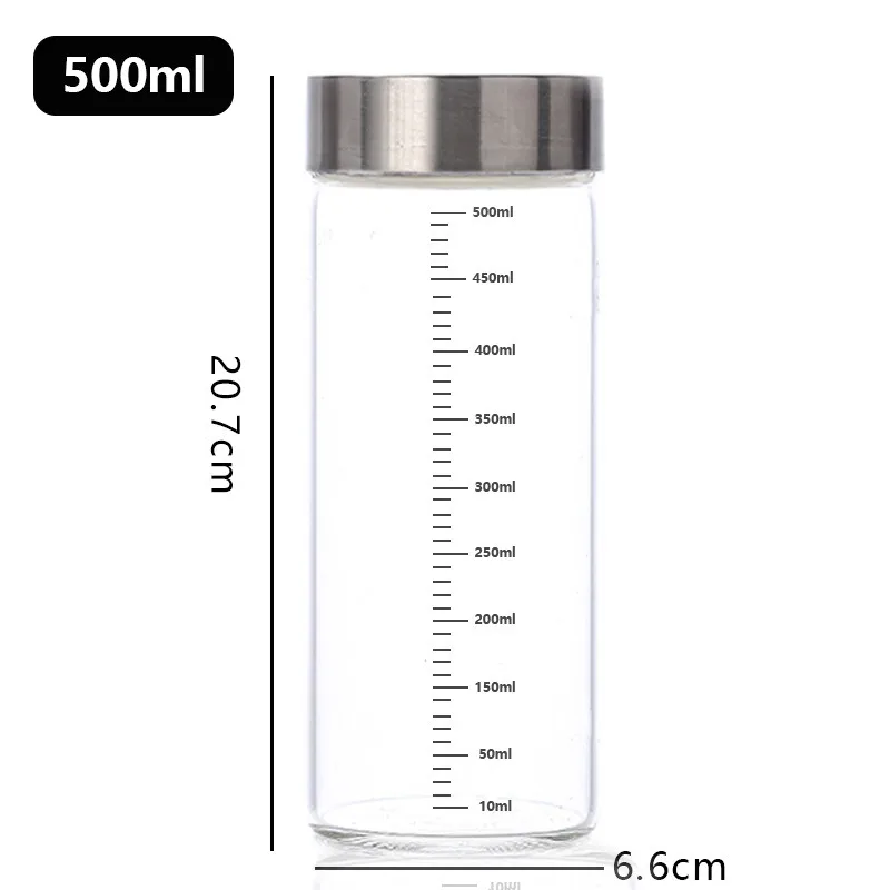 1Pcs High Borosilicate Glass Bottle Leak-proof Bottle Brewing Wine Bottle with Scale Coffee Cup Household Travel Fluid Container: Pink