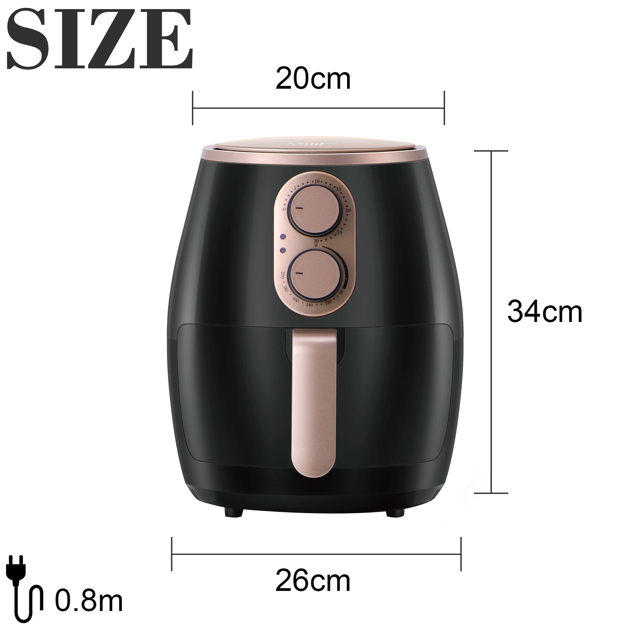 Sonifer 3.6L freidora sin aceite, tostadora del hogar 360 ° sin aceite, canasta combinada fácil de extraer, adecuada para 2-4 personas para cenar,freidora de aire sin aceite,freidora de aire