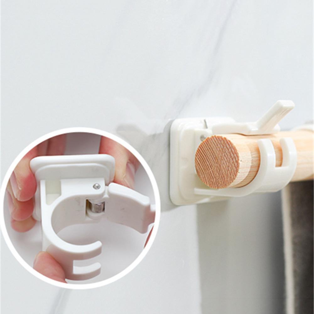 2Pcs White Self Adhesive Hanging Rod Clip Wall Curtain Hanging Rod Clamp Hooks Shower Curtain Rod Fixed Clip Hanging Rack Hook