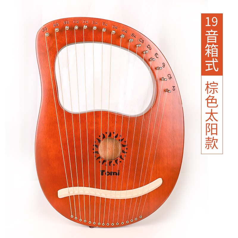 Tomi lyre harpe 16 strenget mahogni krydsfiner krop 19 strenget instrument med stemmenøgle og bæretaske til børn voksne begyndere