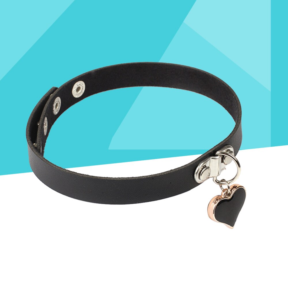 Leren halsketting, stijlvolle verstelbare gothic choker ketting, accessoires voor dames (zwart): Default Title