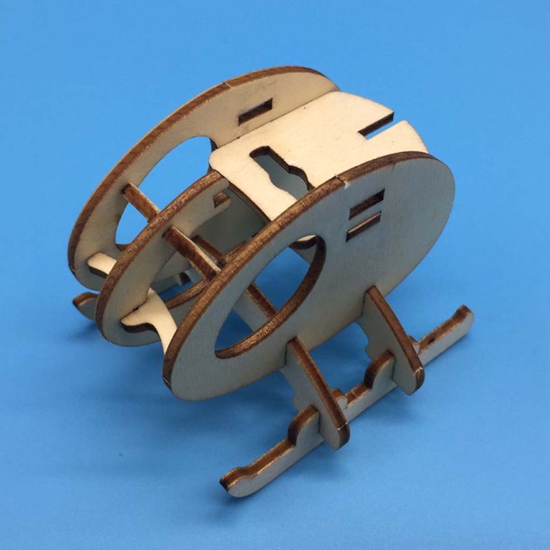 3D Assemble Solar Powered Wood Powered Helicopter Puzzle Wood Building Model Kit