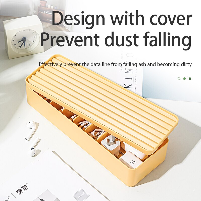 Data Cable Storage Box Cover Dustproof Power Wire Tray Network Charger Cable Tube Earphone Cable Organizer