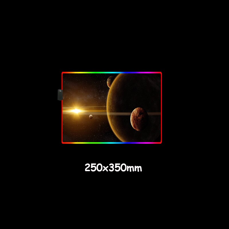 Glowing RGB Mouse Pads Solar System Background HD Printed Durable Desktop Mice Mats for PC Laptop Gamer Accessories