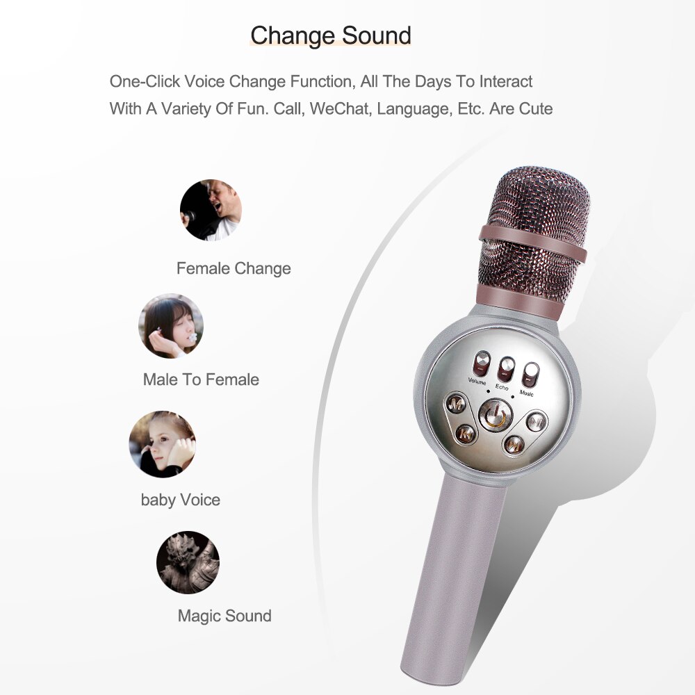 WS858 mise à niveau Microphone karaoké sans fil Bluetooth avec changement de lumière